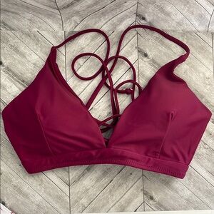 Women's Two-Piece Swim Set - Burgundy and White